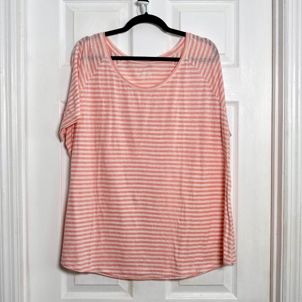 Lane Bryant pink and white stripe tshirt